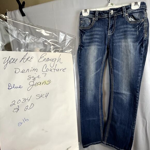 Denim Couture Women Blue Jeans Size 7.embellished pockets and fronts - Picture 1 of 10